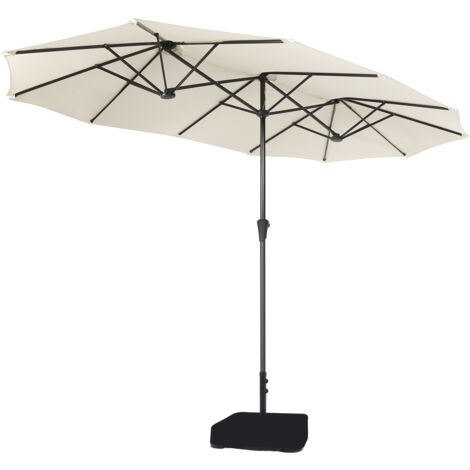 Sekey Sonnenschirm 400 x 220 cm Doppel Donnenschirm mit Ständer Doppelsonnenschirm Garten,Creme