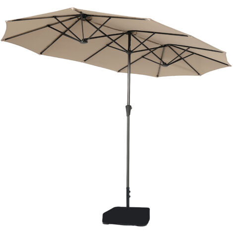 Sekey Sonnenschirm 400 x 220 cm Doppel Donnenschirm mit Ständer Doppelsonnenschirm Garten,Taupe