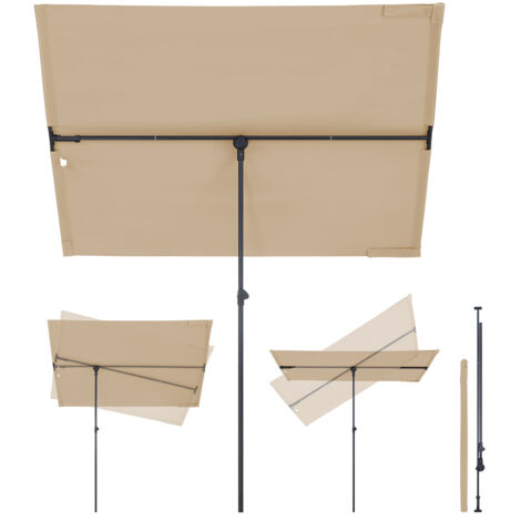 Sekey Sonnenschirm Rechteckig 130x180 cm Sonnenschirm Terrasse Balkonschirm Individuell Verstellbar - Sonnenschutz UV50+, Taupe