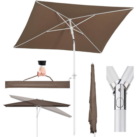 Sekey Sonnenschirm Rechteckig Balkonschirm Terasseschirm mit Schutzhülle, LxB: 180,00x125,00 cm, Sonnenschutz UPF50+, Kippbar, Höhenverstellbar, Braun