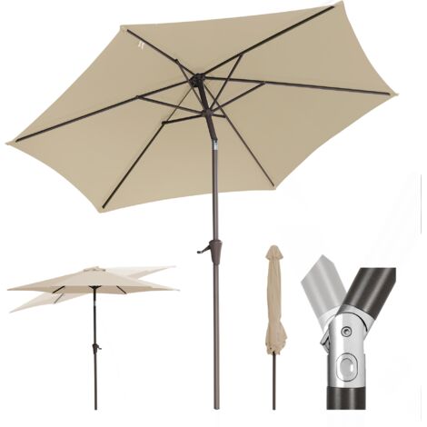 Sekey Sonnenschirm UV-Schutz 50 Gartenschirm 2,7m Kurbelschirm neigbar Polyester/Alu, Taupe