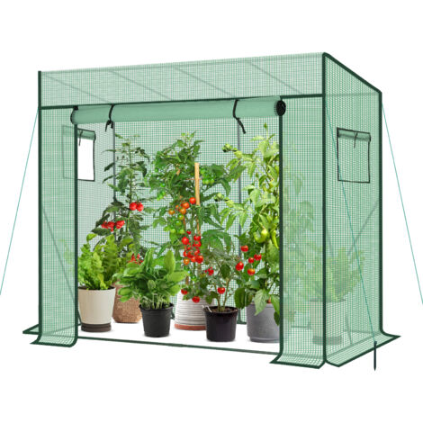 Sekey Tomatengewächshaus XL Tomaten Gewächshaus Foliengewächshaus Stabil Tomatenhaus Platzsparend für Garten, 200x77x146/170cm, Grün