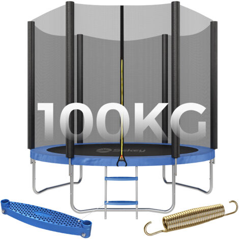 Sekey Trampolin Ø 244 cm Komplettset inkl. Sicherheitsnetz Leiter Randabdeckung Kindertrampolin Gartentrampolin, Blau