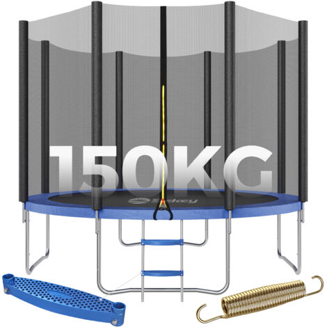 Sekey Trampolin Ø 305 cm Komplettset inkl. Sicherheitsnetz Leiter Randabdeckung Kindertrampolin Gartentrampolin, Blau