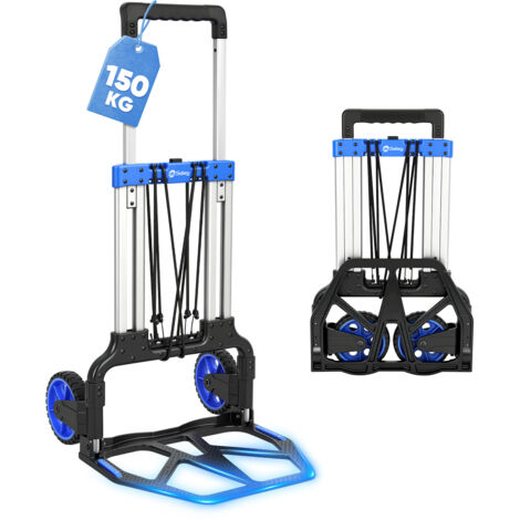 Sekey Transportkarre klappbar Sackkarre, verstärktem Alurahmen, Tragkraft 150 kg, höhenverstellbar 77/107cm, mit 2 Expanderseilen