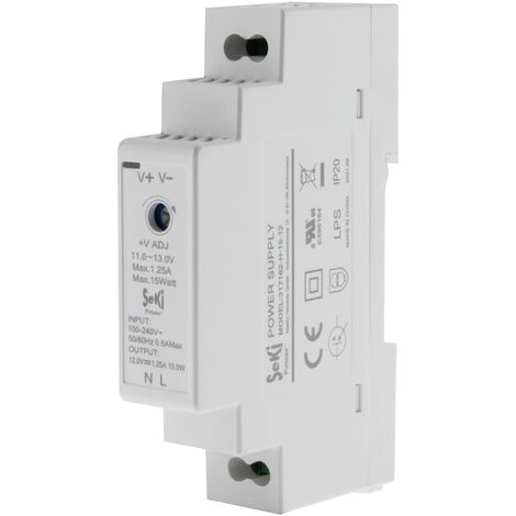 SeKi Alimentatore di rete per guida DIN H-15-12 – 12 V – 1,25 A – 15 W DIN Rail – alimentatore di rete