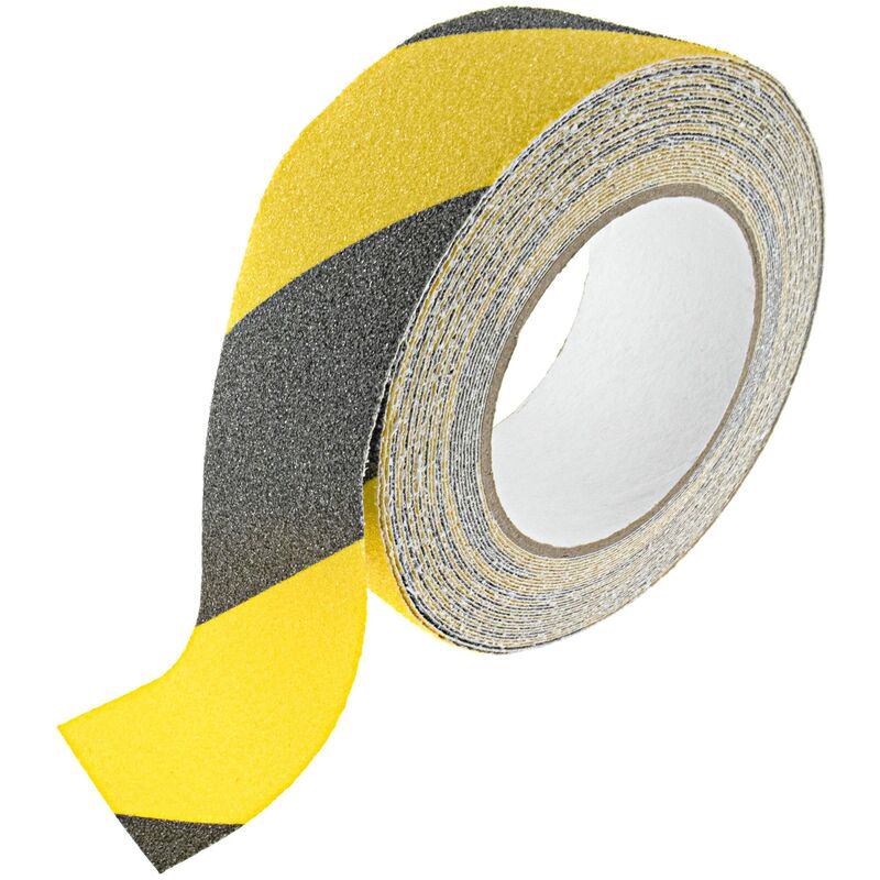 Image of Nastro antiscivolo nero/giallo, 50 mm x 10 m, nastro di sicurezza antiscivolo per scale, gradini, piastrelle, rampe, scale o pavimenti nastro