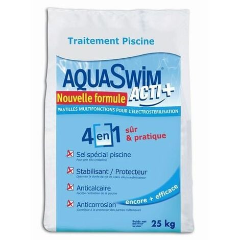 Sel piscine pour électrolyse Aquaswim Acti + 4 en 1 sac 25 kg