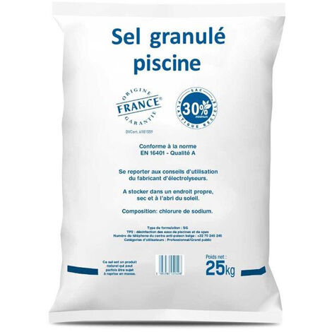 Sel pour électrolyseur piscine : 30 x 25 kg - 750 kg