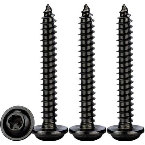 Selbstbohrende Blechschrauben M4x30 mm, 50 Stück, Torx-Selbstbohrschrauben mit Unterlegscheibe, Edelstahl A2 V4A, schwarz, Holzschrauben mit flachem, gewölbtem Kopf, hohe Härte, durchgehendes Gewinde
