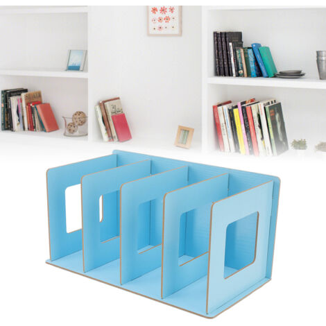 Selbstgemachter Dokumentenhalter aus Holz  Platzsparendes Schreibtischregal  Organizer für Bücher, Zeitschriften und Karten  7 hellblaue MDF-Zubehörteile