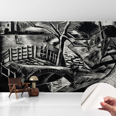 Selbsthaftend Tapete für Wohnzimmer Schlafzimmer Küche - Wanddekoration  Architektonische Landschaft 416x254 cm
