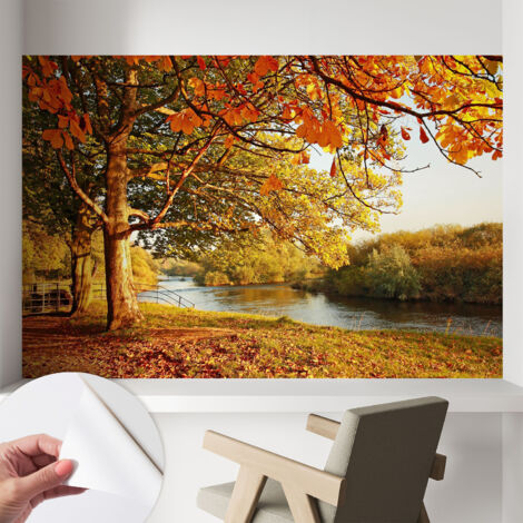 Selbsthaftend Tapete für Wohnzimmer Schlafzimmer Küche - Wanddekoration  Herbst an der Küste 104x70 cm