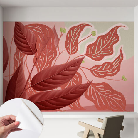 Selbsthaftend Tapete für Wohnzimmer Schlafzimmer Küche - Wanddekoration  Organische Blätter 152x104 cm
