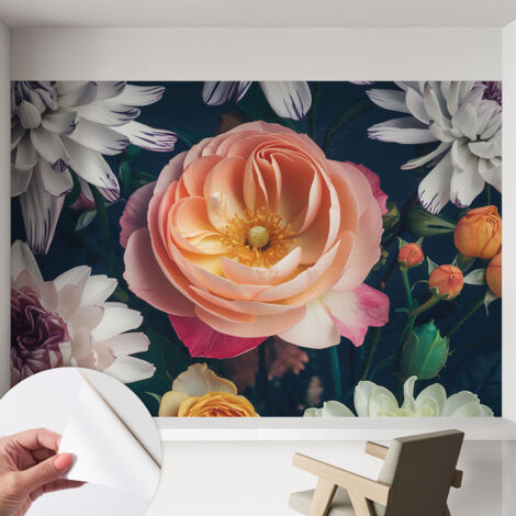 Selbstklebend Tapete - abwaschbar - Arbeitszimmer - Esszimmer- Top Qualität Blumenharmonie 152x104 cm