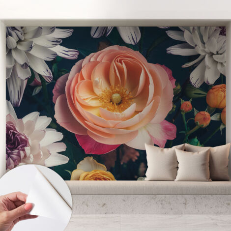 Selbstklebend Tapete - abwaschbar - Arbeitszimmer - Esszimmer- Top Qualität Blumenharmonie 208x146 cm