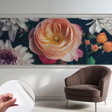 Selbstklebend Tapete - abwaschbar - Arbeitszimmer - Esszimmer- Top Qualität Blumenharmonie 250x104 cm