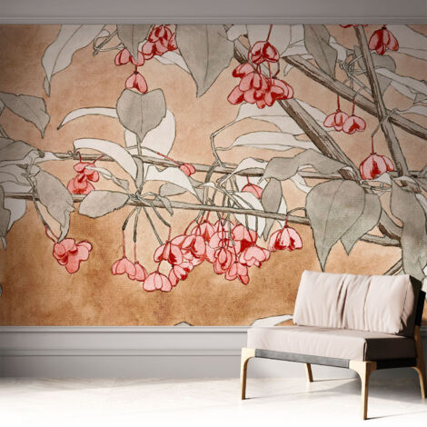 Selbstklebend Tapete - abwaschbar - Arbeitszimmer - Esszimmer- Top Qualität Blumenharmonie 312x219 cm