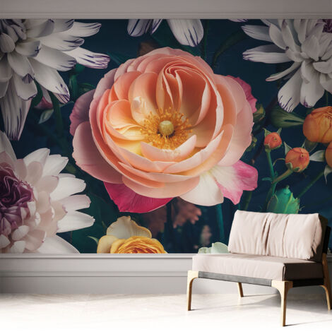 Selbstklebend Tapete - abwaschbar - Arbeitszimmer - Esszimmer- Top Qualität Blumenharmonie 312x219 cm