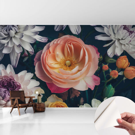 Selbstklebend Tapete - abwaschbar - Arbeitszimmer - Esszimmer- Top Qualität Blumenharmonie 416x254 cm