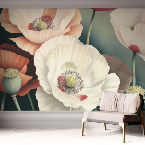 Selbstklebend Tapete - abwaschbar - Arbeitszimmer - Esszimmer- Top Qualität Blumige Schönheit 312x219 cm