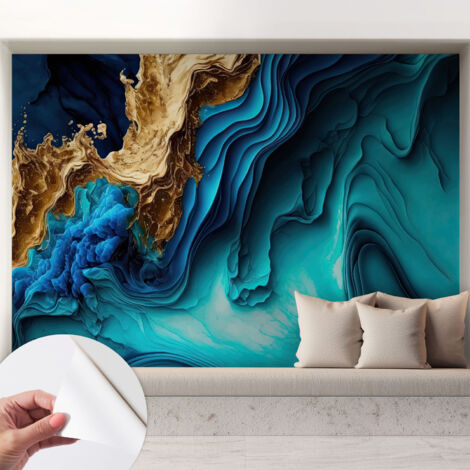 Selbstklebend Tapete - abwaschbar - Arbeitszimmer - Esszimmer- Top Qualität Energiegeladene Wellen 208x146 cm