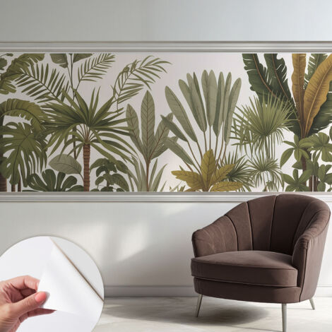 Selbstklebend Tapete - abwaschbar - Arbeitszimmer - Esszimmer- Top Qualität Exotische Blätter 250x104 cm