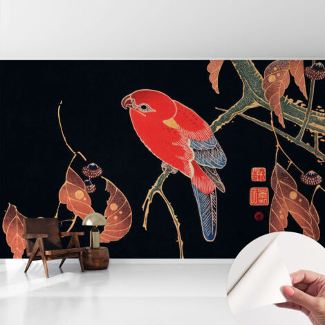 Selbstklebend Tapete - abwaschbar - Arbeitszimmer - Esszimmer- Top Qualität Exotischer Vogel 416x254 cm