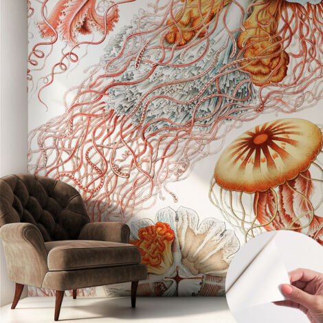 Selbstklebend Tapete - abwaschbar - Arbeitszimmer - Esszimmer- Top Qualität Fantasievolle Quallen 250x250 cm