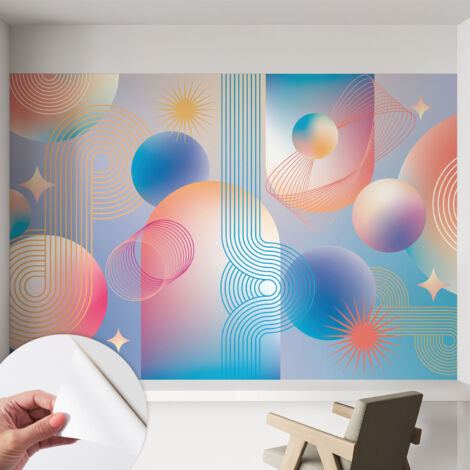 Selbstklebend Tapete - abwaschbar - Arbeitszimmer - Esszimmer- Top Qualität Farbenfrohe Abstraktion 152x104 cm