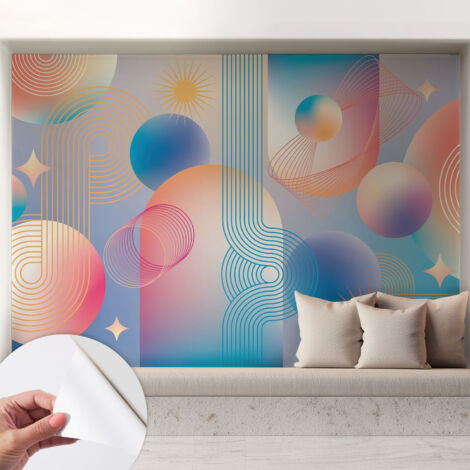 Selbstklebend Tapete - abwaschbar - Arbeitszimmer - Esszimmer- Top Qualität Farbenfrohe Abstraktion 208x146 cm