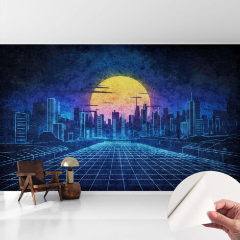 Selbstklebend Tapete - abwaschbar - Arbeitszimmer - Esszimmer- Top Qualität Futuristische Landschaft 416x254 cm