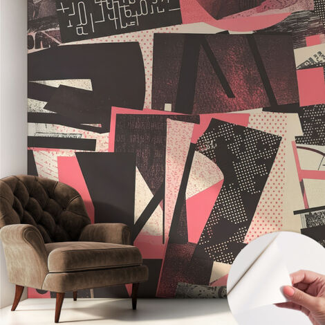 Selbstklebend Tapete - abwaschbar - Arbeitszimmer - Esszimmer- Top Qualität Geometrische Collage 250x250 cm