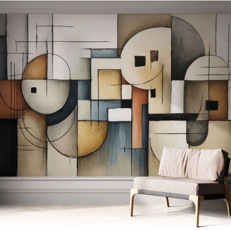 Selbstklebend Tapete - abwaschbar - Arbeitszimmer - Esszimmer- Top Qualität Geometrische Harmonie 312x219 cm