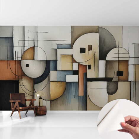 Selbstklebend Tapete - abwaschbar - Arbeitszimmer - Esszimmer- Top Qualität Geometrische Harmonie 416x254 cm
