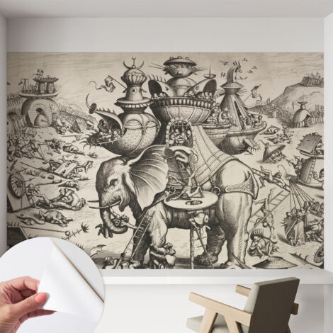 Selbstklebend Tapete - abwaschbar - Arbeitszimmer - Esszimmer- Top Qualität Groteske Schlacht 152x104 cm