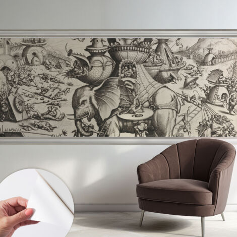 Selbstklebend Tapete - abwaschbar - Arbeitszimmer - Esszimmer- Top Qualität Groteske Schlacht 250x104 cm