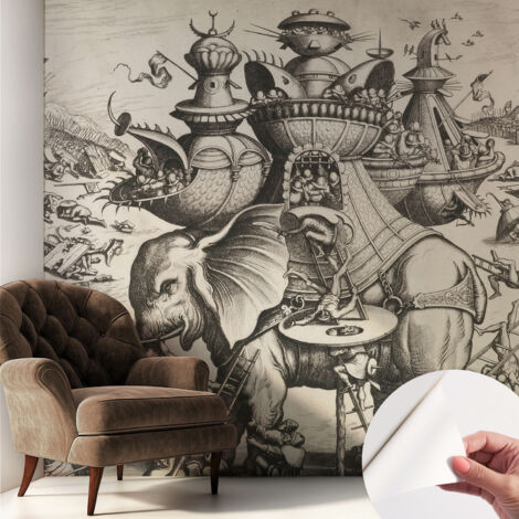 Selbstklebend Tapete - abwaschbar - Arbeitszimmer - Esszimmer- Top Qualität Groteske Schlacht 250x250 cm
