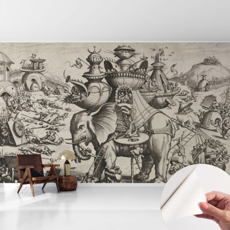 Selbstklebend Tapete - abwaschbar - Arbeitszimmer - Esszimmer- Top Qualität Groteske Schlacht 416x254 cm