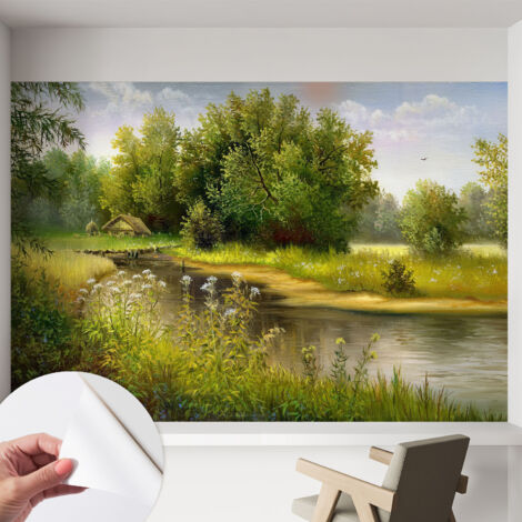 Selbstklebend Tapete - abwaschbar - Arbeitszimmer - Esszimmer- Top Qualität Ländliche Landschaft 152x104 cm