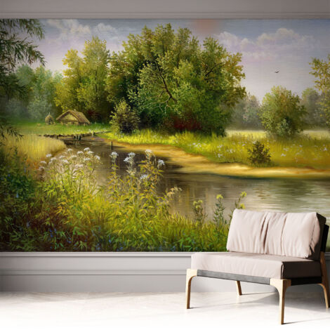 Selbstklebend Tapete - abwaschbar - Arbeitszimmer - Esszimmer- Top Qualität Ländliche Landschaft 312x219 cm