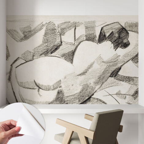 Selbstklebend Tapete - abwaschbar - Arbeitszimmer - Esszimmer- Top Qualität Liegende Figur 104x70 cm