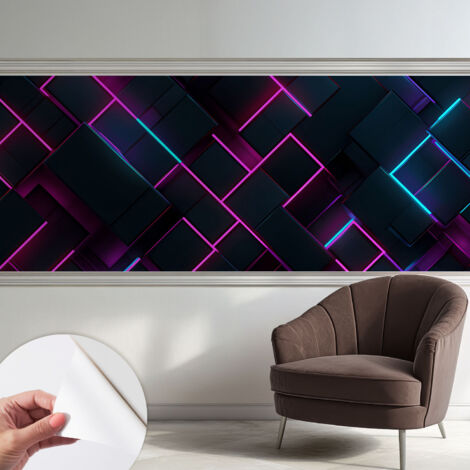 Selbstklebend Tapete - abwaschbar - Arbeitszimmer - Esszimmer- Top Qualität Neonfarbene Geometrie 250x104 cm