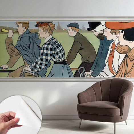 Selbstklebend Tapete - abwaschbar - Arbeitszimmer - Esszimmer- Top Qualität Vintage-Radfahrer 250x104 cm