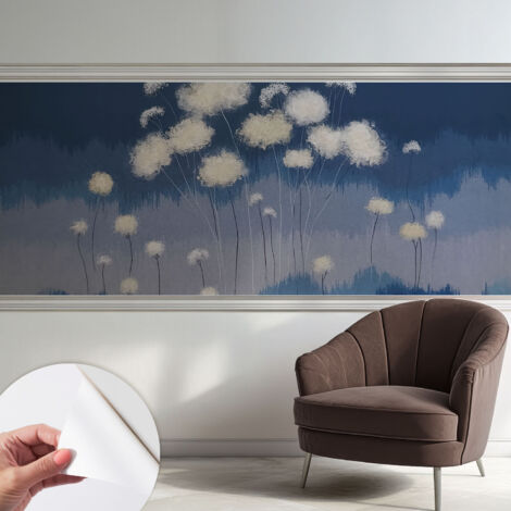 Selbstklebend Tapete - abwaschbar - Arbeitszimmer - Esszimmer- Top Qualität Weiße Pusteblumen 250x104 cm