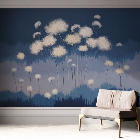 Selbstklebend Tapete - abwaschbar - Arbeitszimmer - Esszimmer- Top Qualität Weiße Pusteblumen 312x219 cm