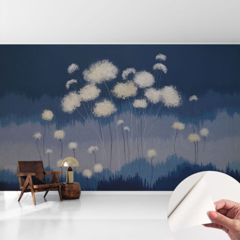 Selbstklebend Tapete - abwaschbar - Arbeitszimmer - Esszimmer- Top Qualität Weiße Pusteblumen 416x254 cm