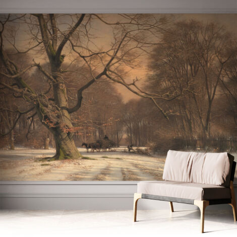 Selbstklebend Tapete - abwaschbar - Arbeitszimmer - Esszimmer- Top Qualität Winterlandschaft 312x219 cm