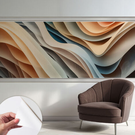 Selbstklebend Tapete - abwaschbar - Arbeitszimmer - Esszimmer- Top Qualität Wogende Formen 250x104 cm