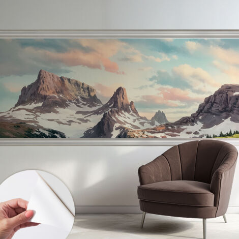 Selbstklebend Tapete - abwaschbar - Raumgestaltung  Schlafzimmer Wohnzimmer Tapete Bergpanorama 250x104 cm